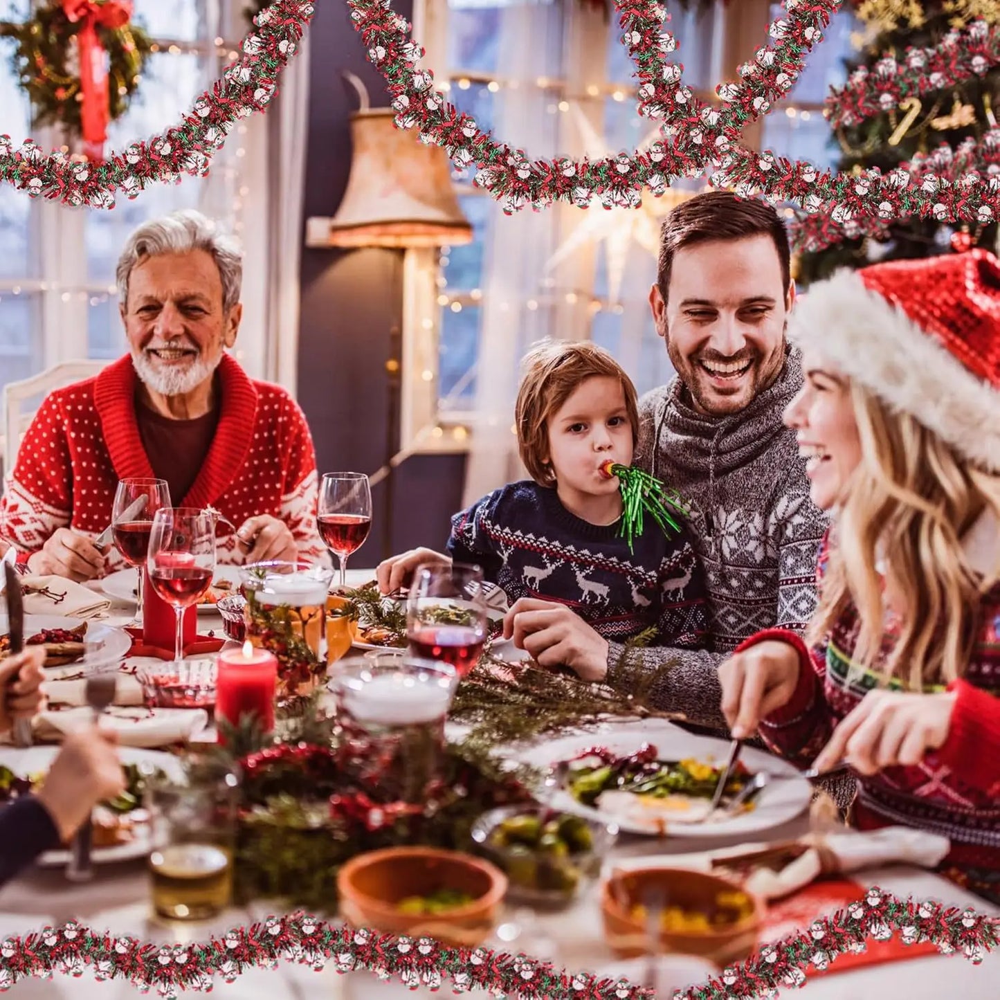 Guirlanda de Natal, serpentinas de Natal, enfeites, guirlanda de Natal, guirlanda corrimão