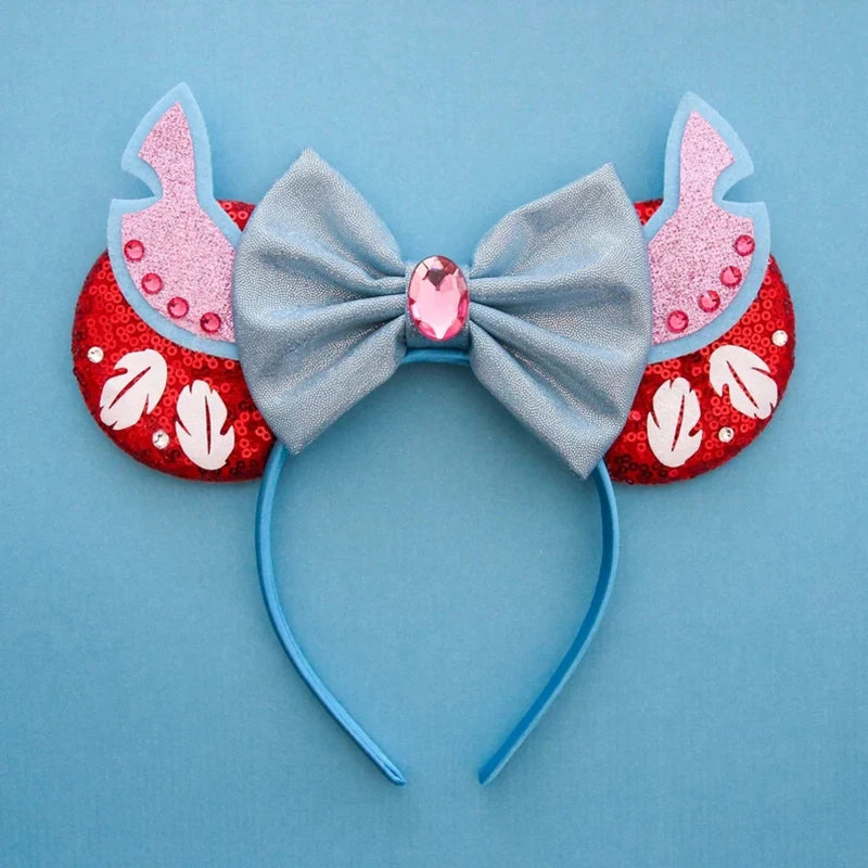 Tiaras Acessórios Disney orelha de rato com laço brilhante, Lantejoula de dupla celebração