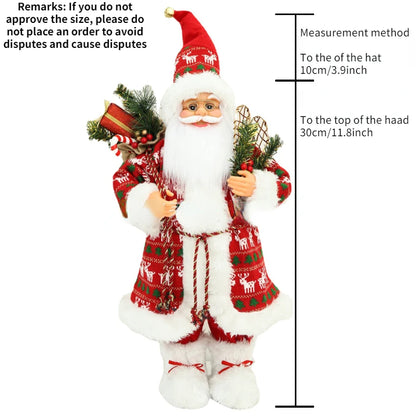 Coleção Colina dos Ventos 16 polegadas em pé branco e dourado Ho Papai Noel decoração
