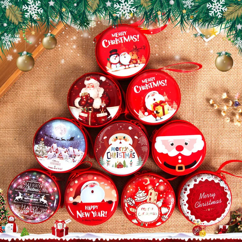Porta-Moedas de Natal, Caixa de Lata, Recipientes de Armazenamento e Mini Lata Decorativa Natalina