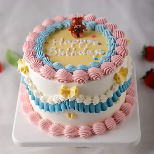 Bolo Fake de aniversário falso, realista, comida falsa, padaria, loja, exibição bolo e decoração