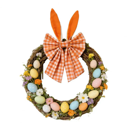 Guirlanda de coelho para porta da frente – reutilizável para primavera, guirlanda de porta