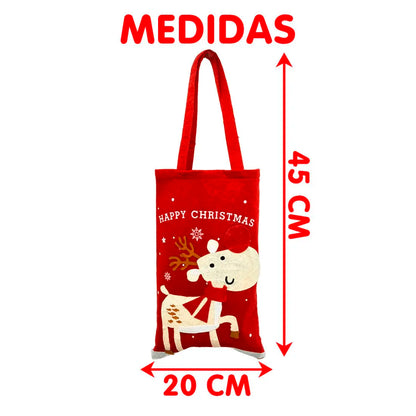 Bolsa Sacola de Presentes Enfeite Árvore de Natal Rena Alce e Bolsa Sacola de Presentes