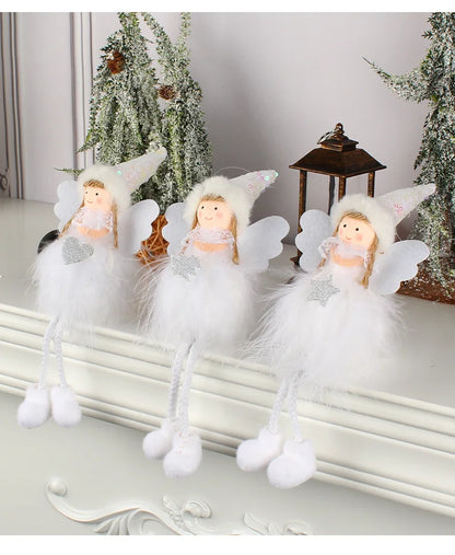 Pingente Anjo Natal Decoração de menina anjo de natal | Pingente de boneca anjo pelúcia