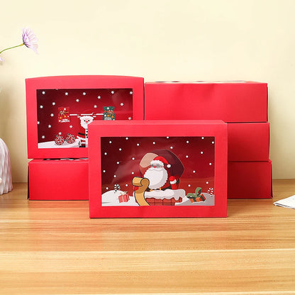Caixa Pacote 1 Caixas de Biscoito de Natal Janela, Caixas de Presente de Papel Vermelho