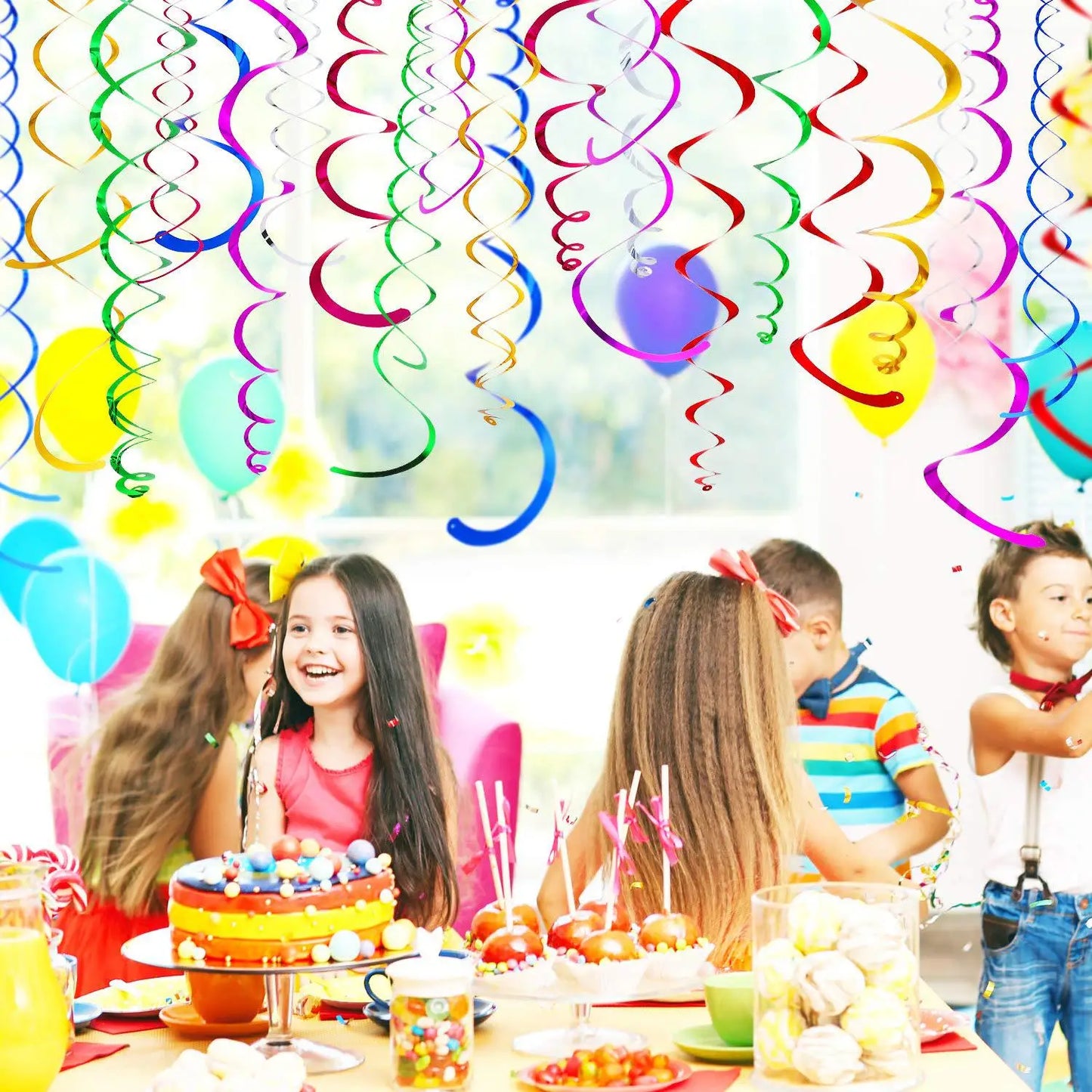 6 peças de decoração de festa espiral de teto para decoração de festa de aniversário