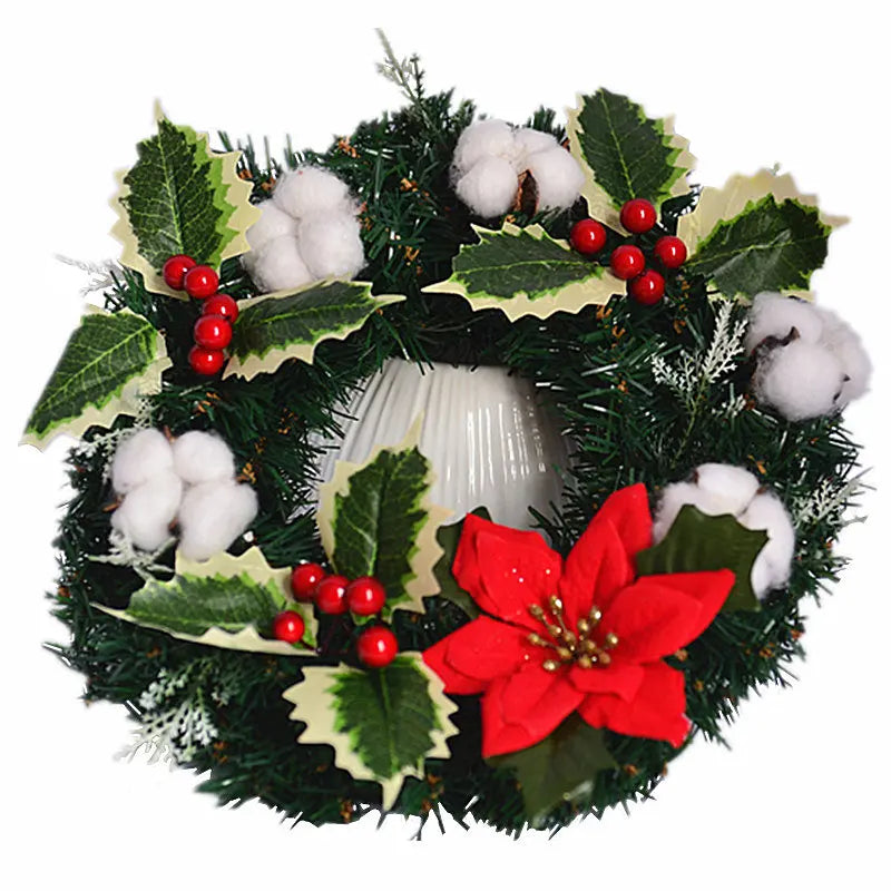 Guirlanda de flores de algodão seco, guirlanda de Natal, pingente de porta, decoração