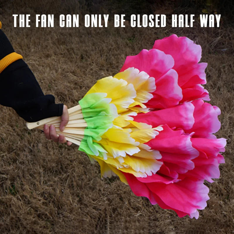 Leque Retrô Dobrável Peônia Flor Fã de seda dança, fã dança nacional, ventilador dobrável