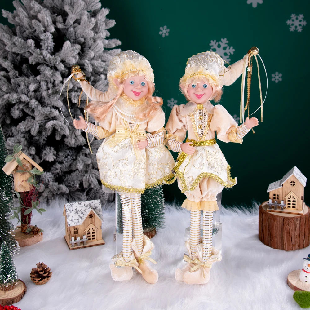 Conjunto de 2 elfos de Natal de 66 cm, adorável elfos vermelhos e verdes para pendurar