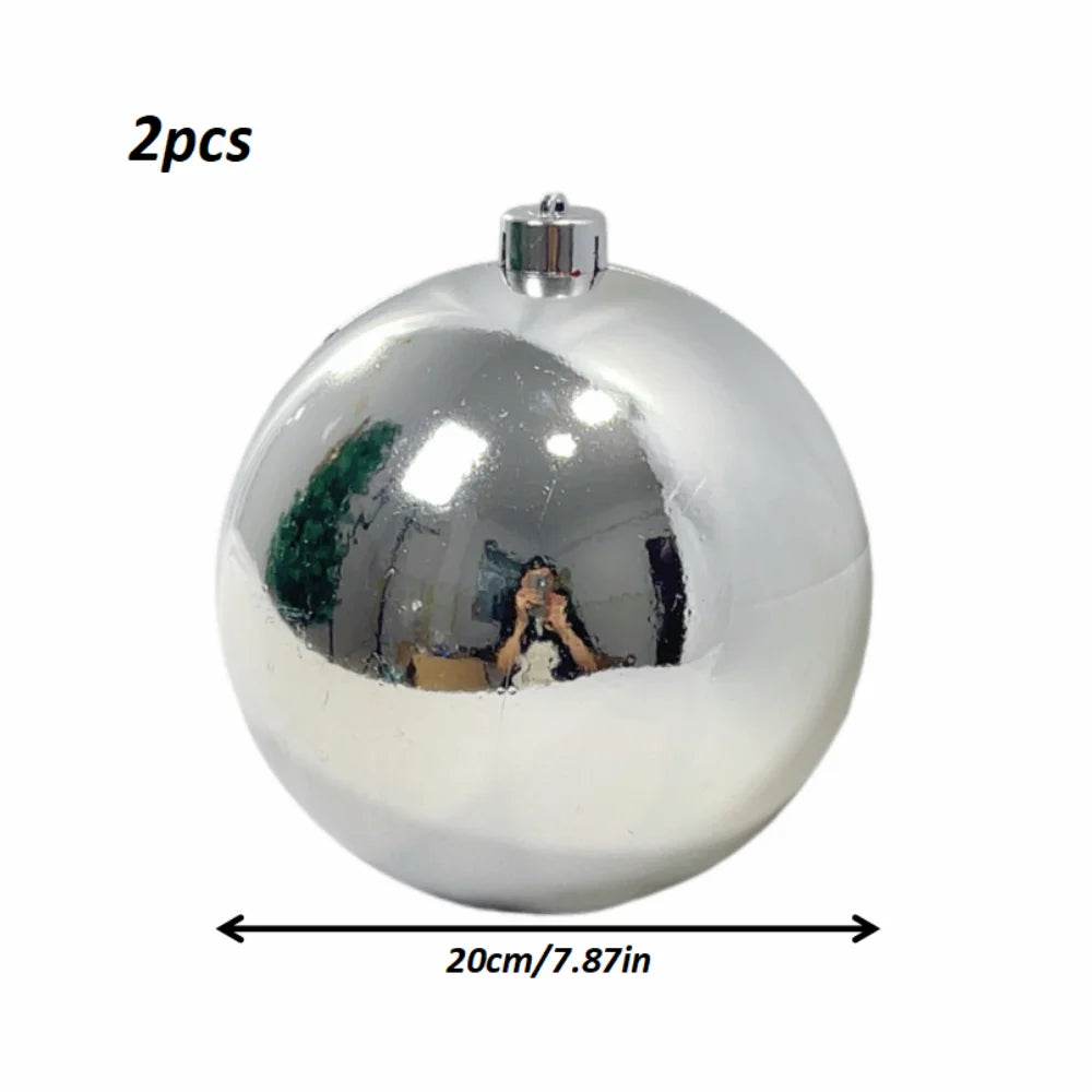 Bolas Natal Grandes Brilhantes, kit com 2 Bolas de Natal Rosa Brilhante Espelhada 15/25cm