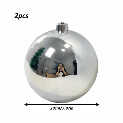 Bolas Natal Grandes Brilhantes, kit com 2 Bolas de Natal Rosa Brilhante Espelhada 15/25cm