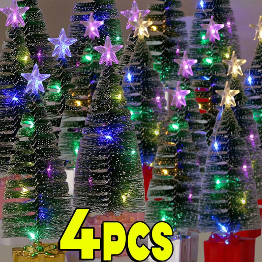 Árvore de Natal pequena com luz multicolorida conjunto de 3 com luzes LED coloridas Natal