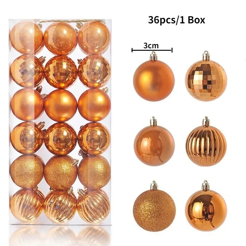 Bolas de natal Ornamentos de árvore de Natal de 3 mm de 36 quilates, grandes ornamentos