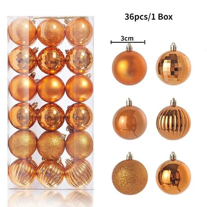Bolas de natal Ornamentos de árvore de Natal de 3 mm de 36 quilates, grandes ornamentos