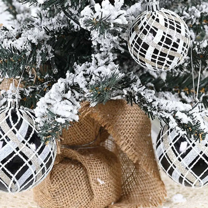 Bolas Natal Preto Branco Decoração de Natal Decorativa de 6 cm/6 Peças ou 8 cm/6 Peça