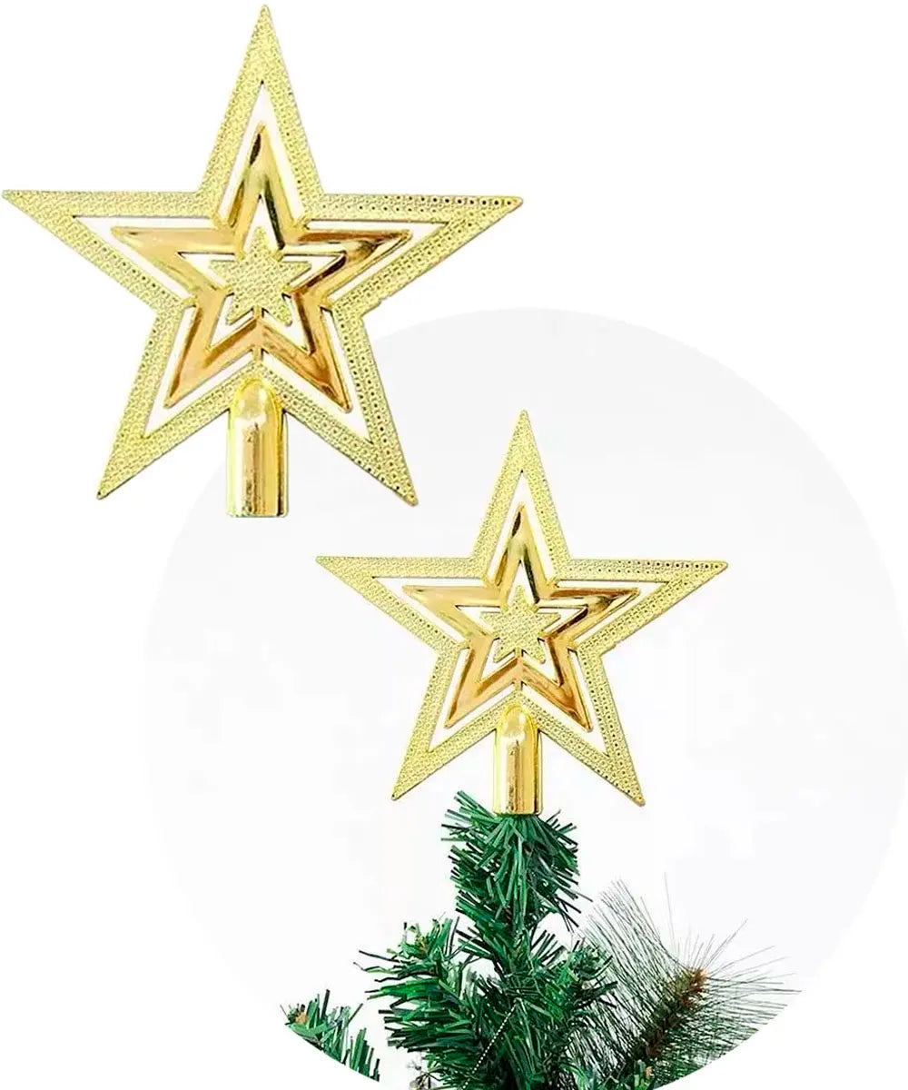 Enfeite Árvore Natal Estrela Ouro Ponteira Estrela Vazada Para Árvore Natal Dourada 19cm
