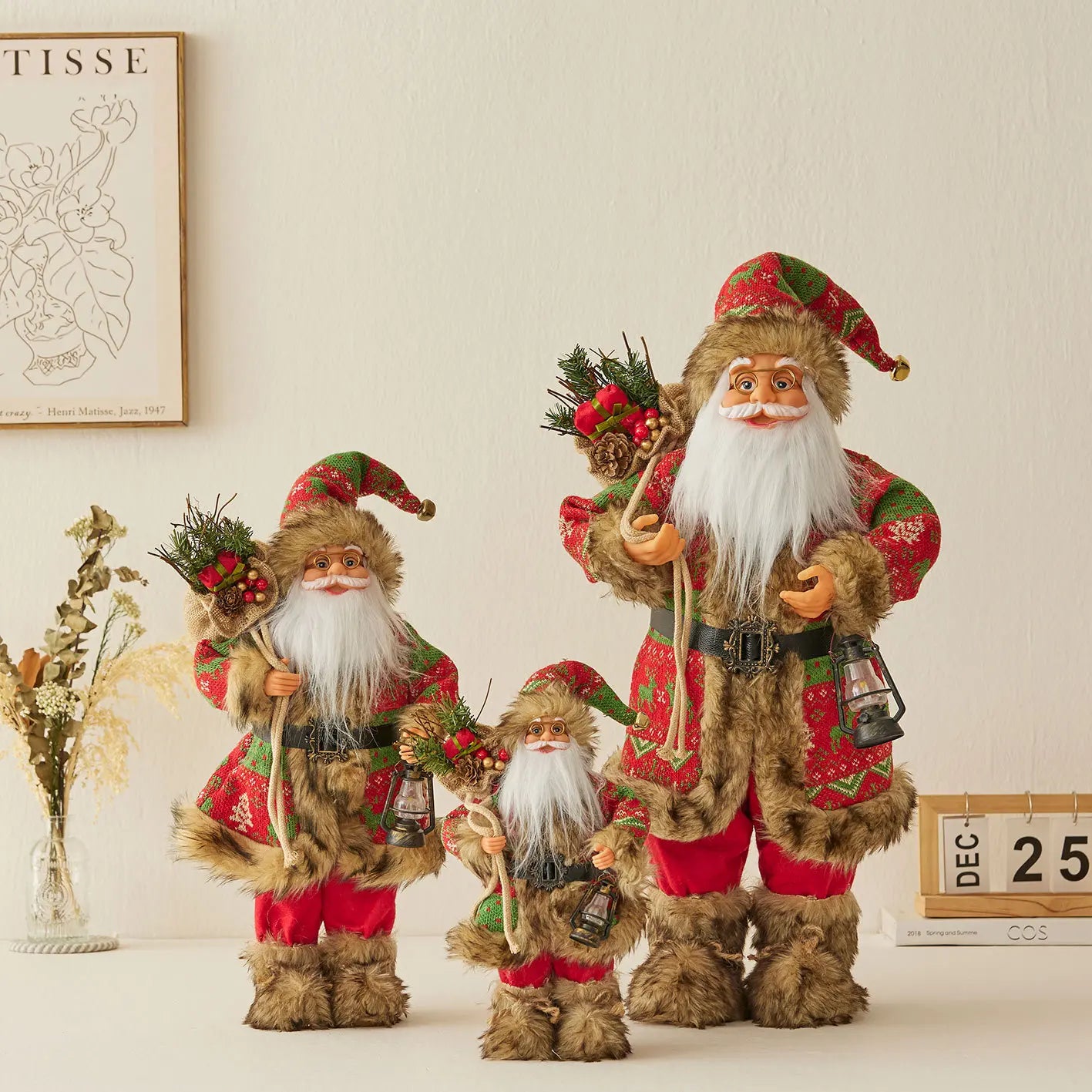 Boneco de Papai Noel - Decoração mesa Natal, estatuetas de Papai Noel, em pé, Papai Noel