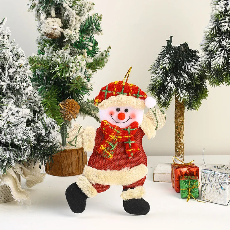 Kit Enfeites de Natal Boneco Sentado de Papai Noel Neve e Rena Decoração Natalina