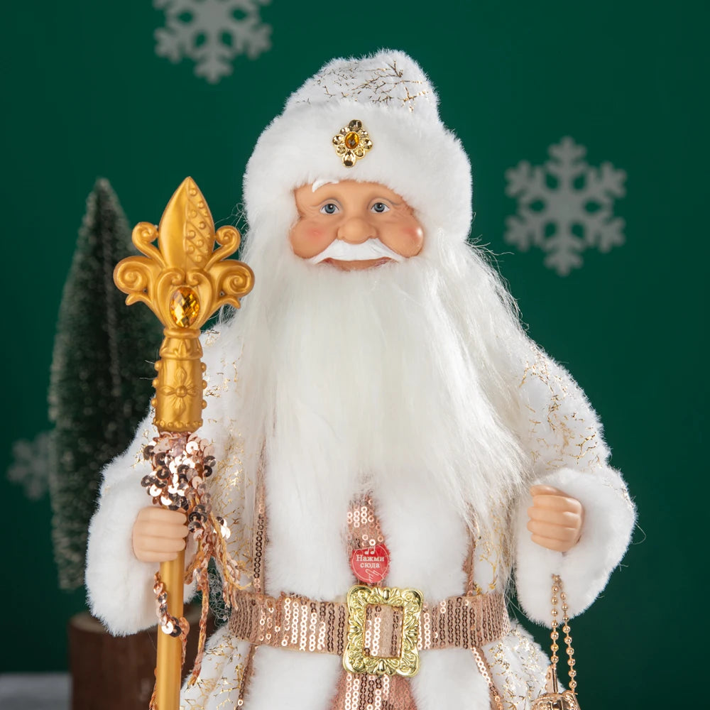 Papai Noel Grande Muñeco Cajado Azul Claro Figura do Papai Noel Ded Moroz Natalino