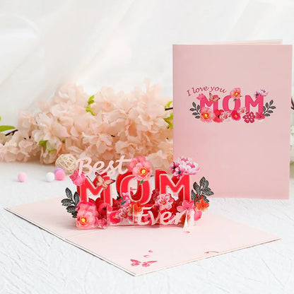 Cartão pop-up de dia das mães cartões 3D, cartões de agradecimento mãe com envelopes