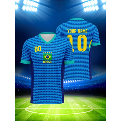 Camisa de Futebol Copa do Mundo para Homens e Mulheres 10 Pele Brasil Adulto Futebol