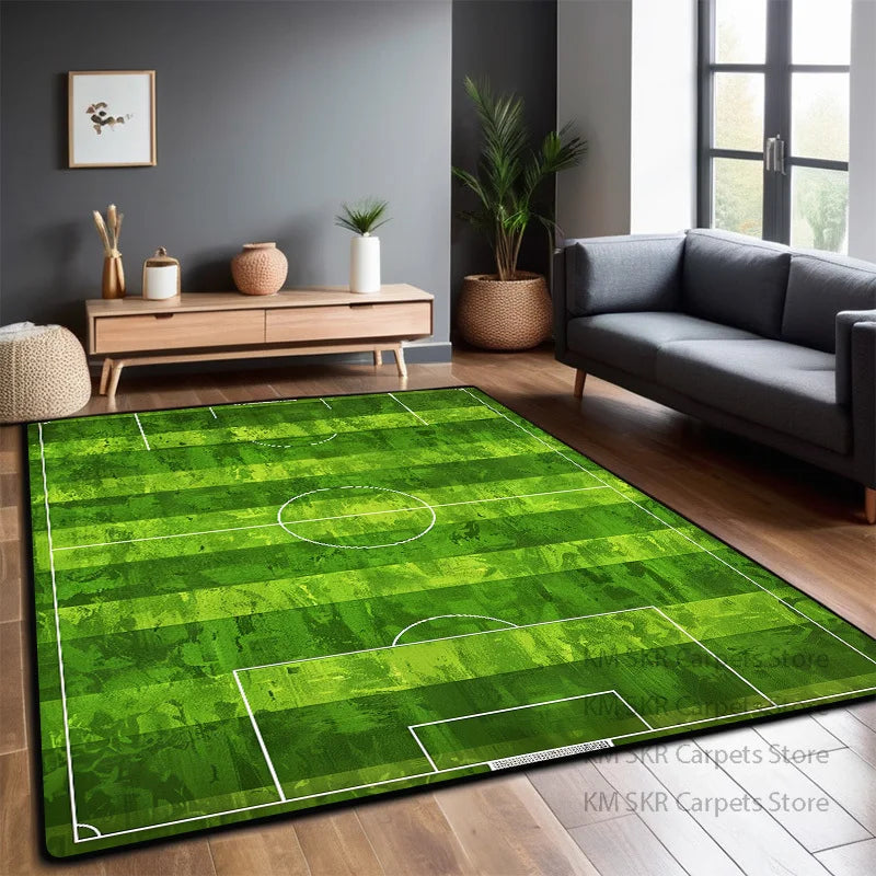 Tapete Campo de Futebol 3d Tapete de campo de futebol verde para quarto, sala de jogos