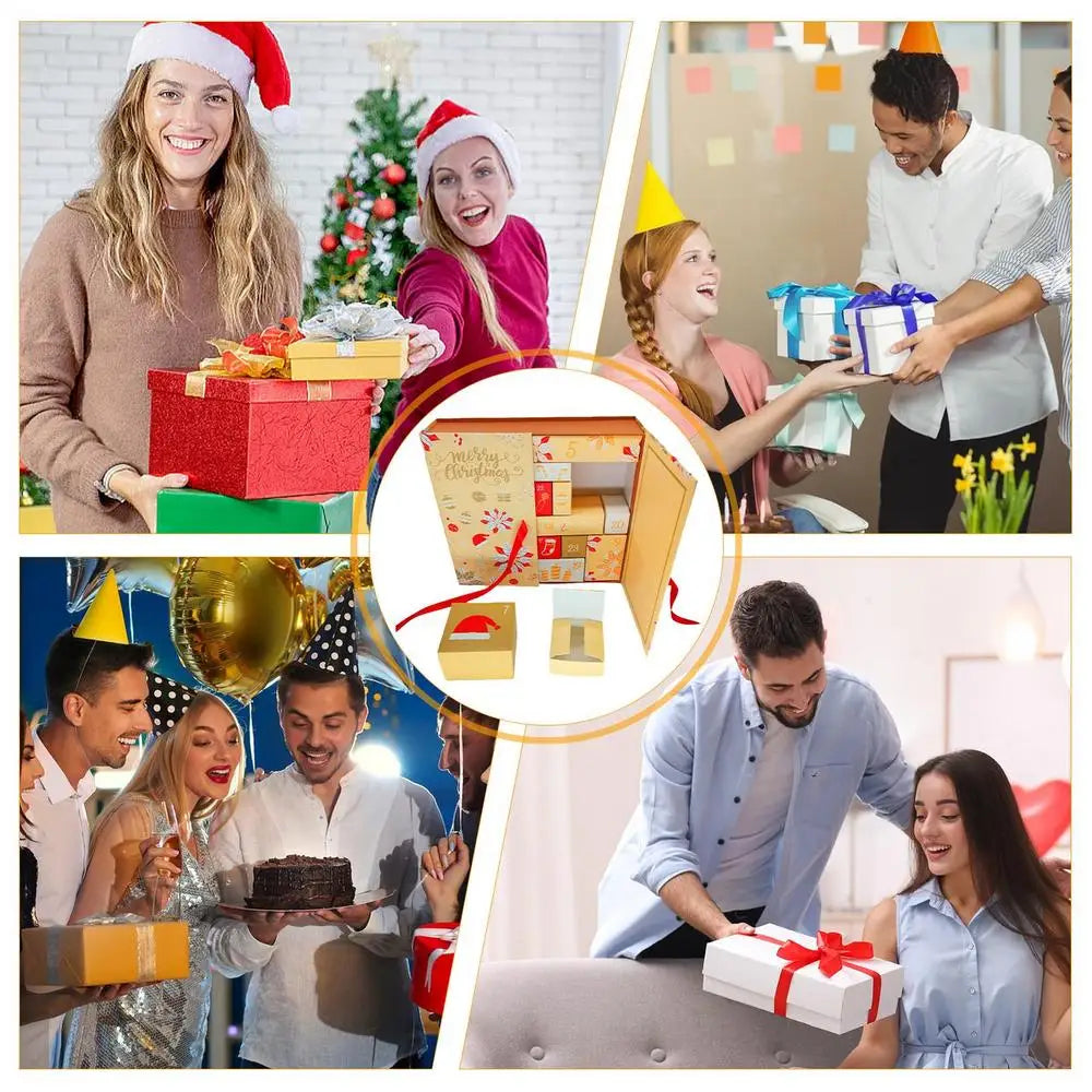 Calendário do Advento Decorado Calendário de Natal Contagem regressiva de 24 gavetas