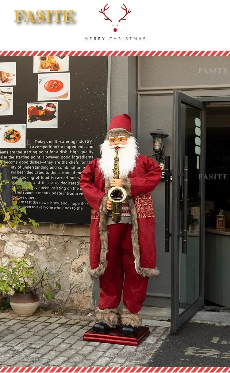 Papai Noel Dançante Animado Shopping Em Tamanho Real, Papai Noel Dançante Cantando