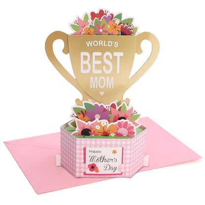 Cartão Pop Up 3D da Filha Cartões Feliz Dia das Mães para Melhor Mãe Cartão 3D Envelope