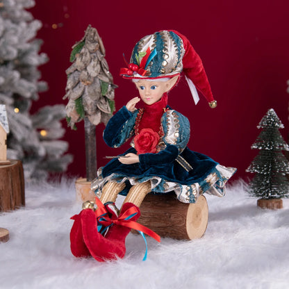 Elfo de Natal, 38cm Macios e Adoráveis Enfeites de Árvore de Natal de Elfos para Árvore de Natal