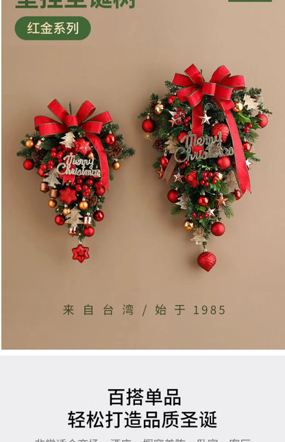 Guirlanda de Natal Nevada com Bolas Vermelhas, Pinhas e Azevinhos - Decoração Natalina