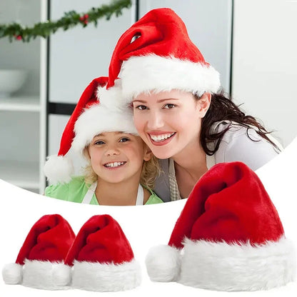 Gorro de Natal Veludo Papai Noel 28x38cm, Touca de Natal Papai Noel Veludo Vermelho e Branco