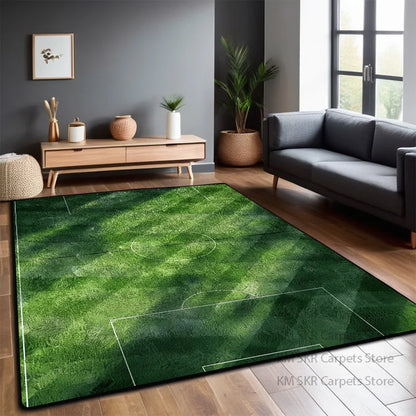 Tapete Campo de Futebol 3d Tapete de campo de futebol verde para quarto, sala de jogos