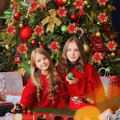 Flor de 5/10 Peças Poinsétia Artificial com Glitter e Enfeites de Natal para shopping