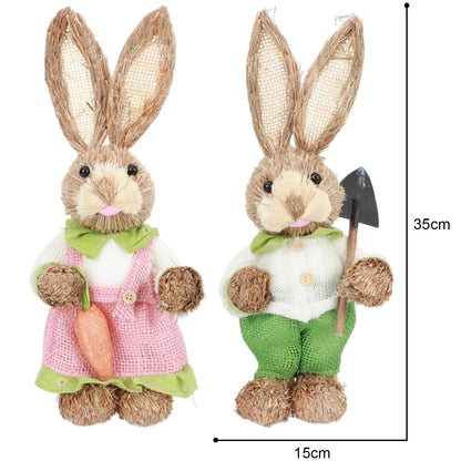 Casal De Coelhos De Páscoa Decoração Enfeite Coelhinhos - 35cm