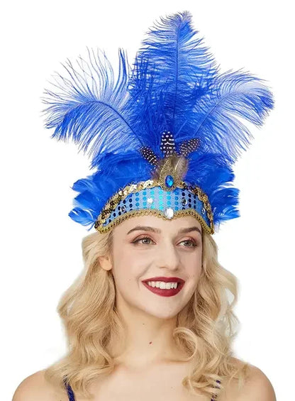 Fitas de cabelo para carnaval, acessórios de carnaval, fascinador de penas, máscara