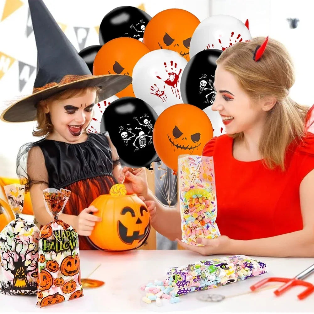 Kit de guirlanda de arco de balões de Halloween 60 peças de balões de látex laranja e preto