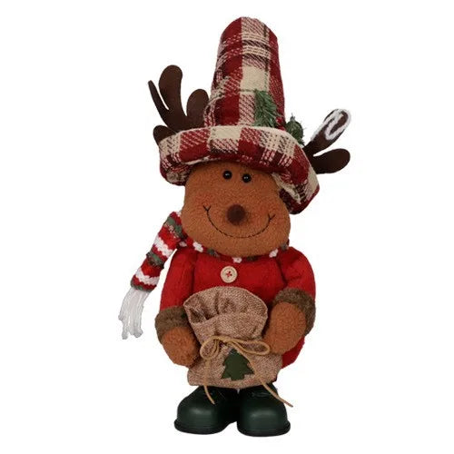 Boneco Ornamentos de Boneco Pelúcia Natal Papai Noel Sentado Boneco de Neve e Alce