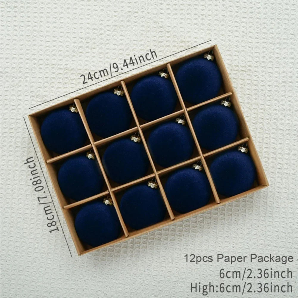 Bola de árvore de Natal reunida Veludo - 12 peças de enfeite de árvore bolas reunidas