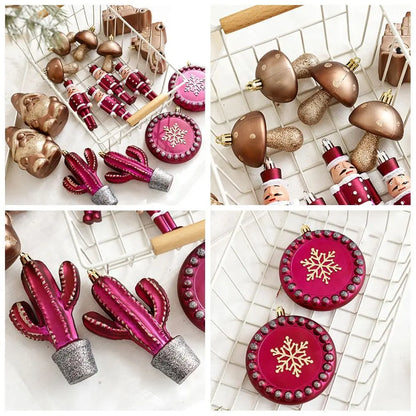 Kit enfeites coloridos árvore de Natal Pingentes De Enfeites De Natal De Plástico Decoração