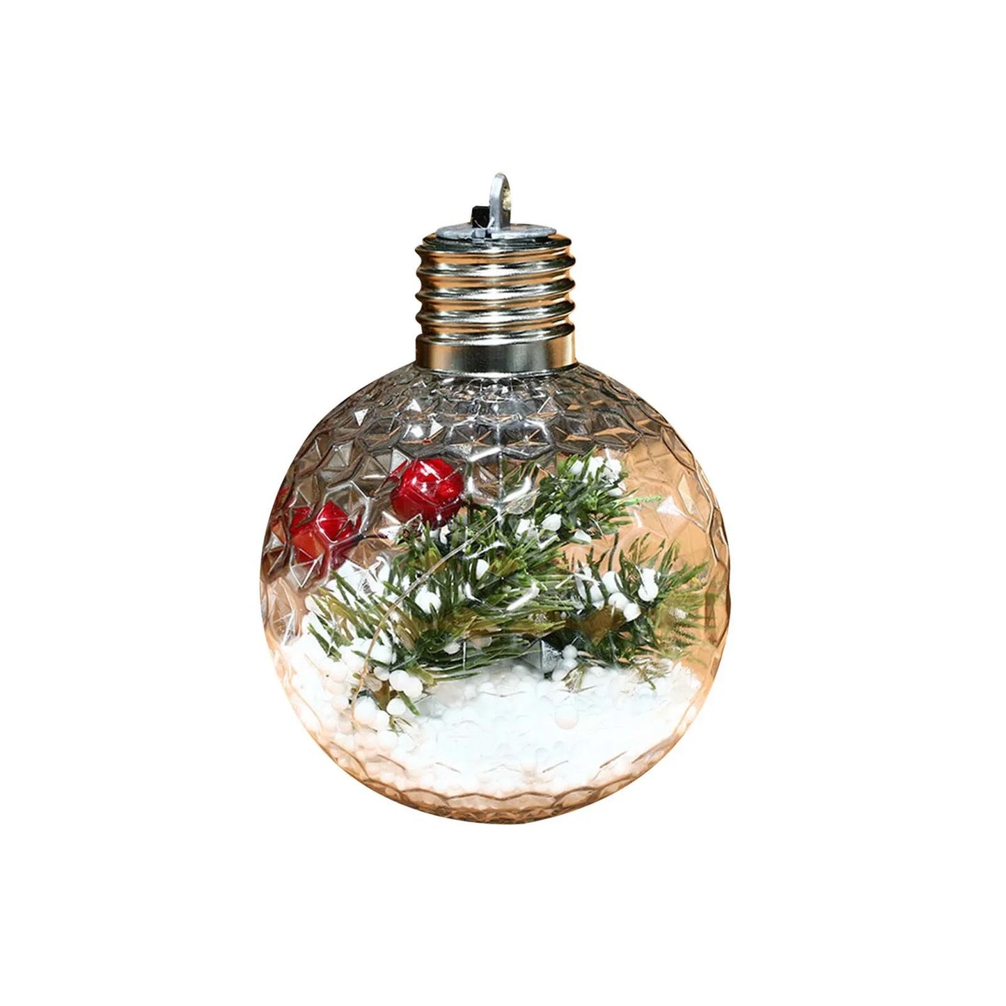 Lâmpada plástico transparente pendurar 1 esferas LED Luzes de Natal Esferas de Natal LED