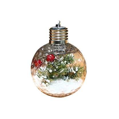 Lâmpada plástico transparente pendurar 1 esferas LED Luzes de Natal Esferas de Natal LED