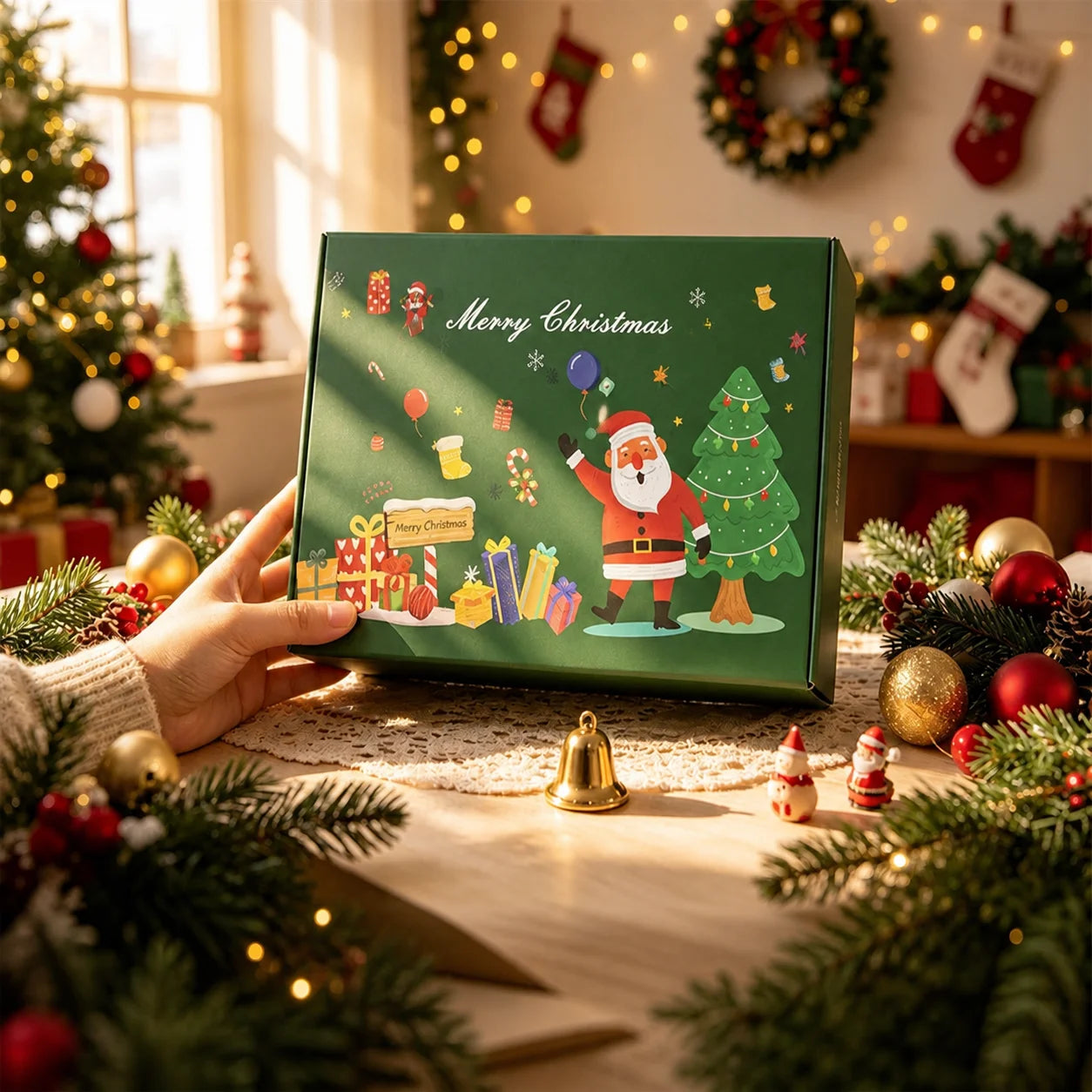 Caixa Presente de Natal Linda Caixas de Armazenamento de Papelão Decorativas de Natal
