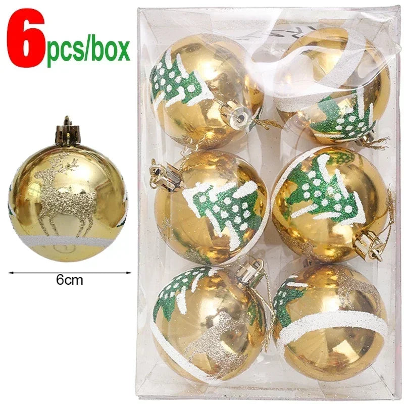 Bola Árvore de Natal Colorida Pintura 24 Peças de Enfeites de Bola de Natal, 6 cm Enfeites