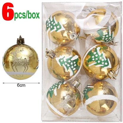 Bola Árvore de Natal Colorida Pintura 24 Peças de Enfeites de Bola de Natal, 6 cm Enfeites