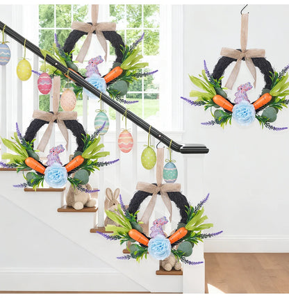 Guirlanda grande de coelho da páscoa decoração de janela guirlanda em forma de coelho