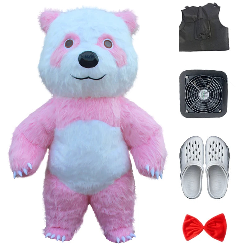 Fantasia Urso Polar Inflável Natal Mascote Traje kit Completo Mascote para Natal