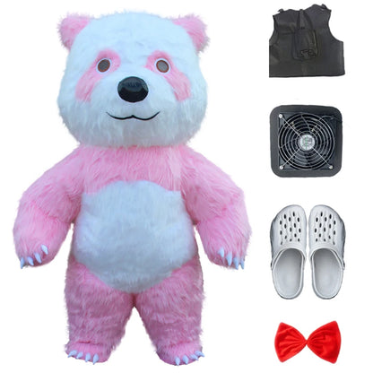 Fantasia Urso Polar Inflável Natal Mascote Traje kit Completo Mascote para Natal