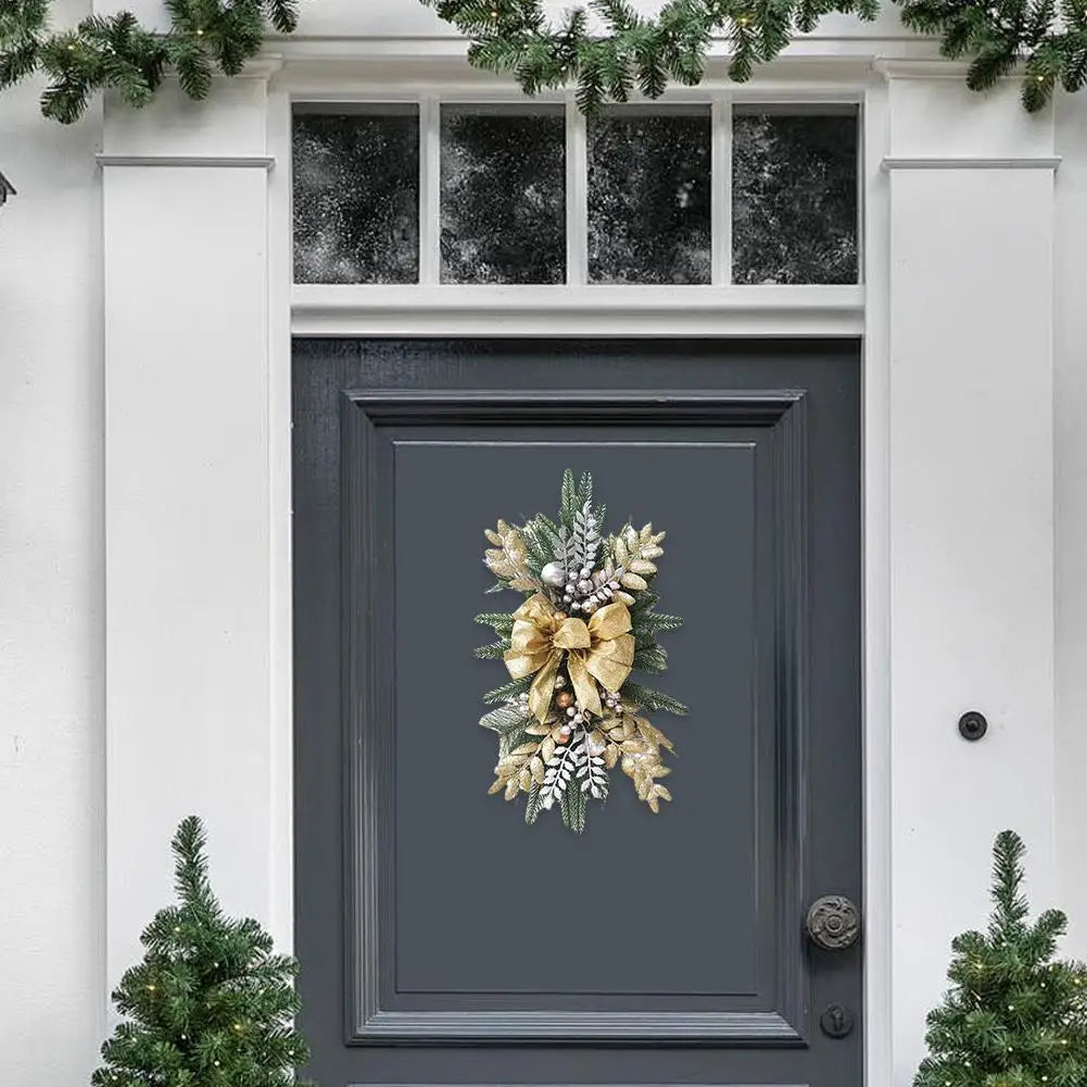 Guirlanda de Natal Decoração Azul e Branco Componente com Guirlanda Dupla de Pinha