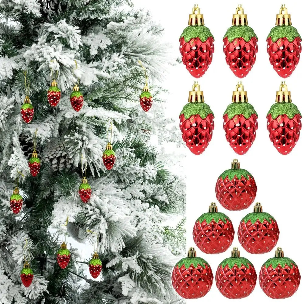 Enfeite Morango para Árvore de Natal Enfeites Natalinos Vermelhos para Árvore de Natal